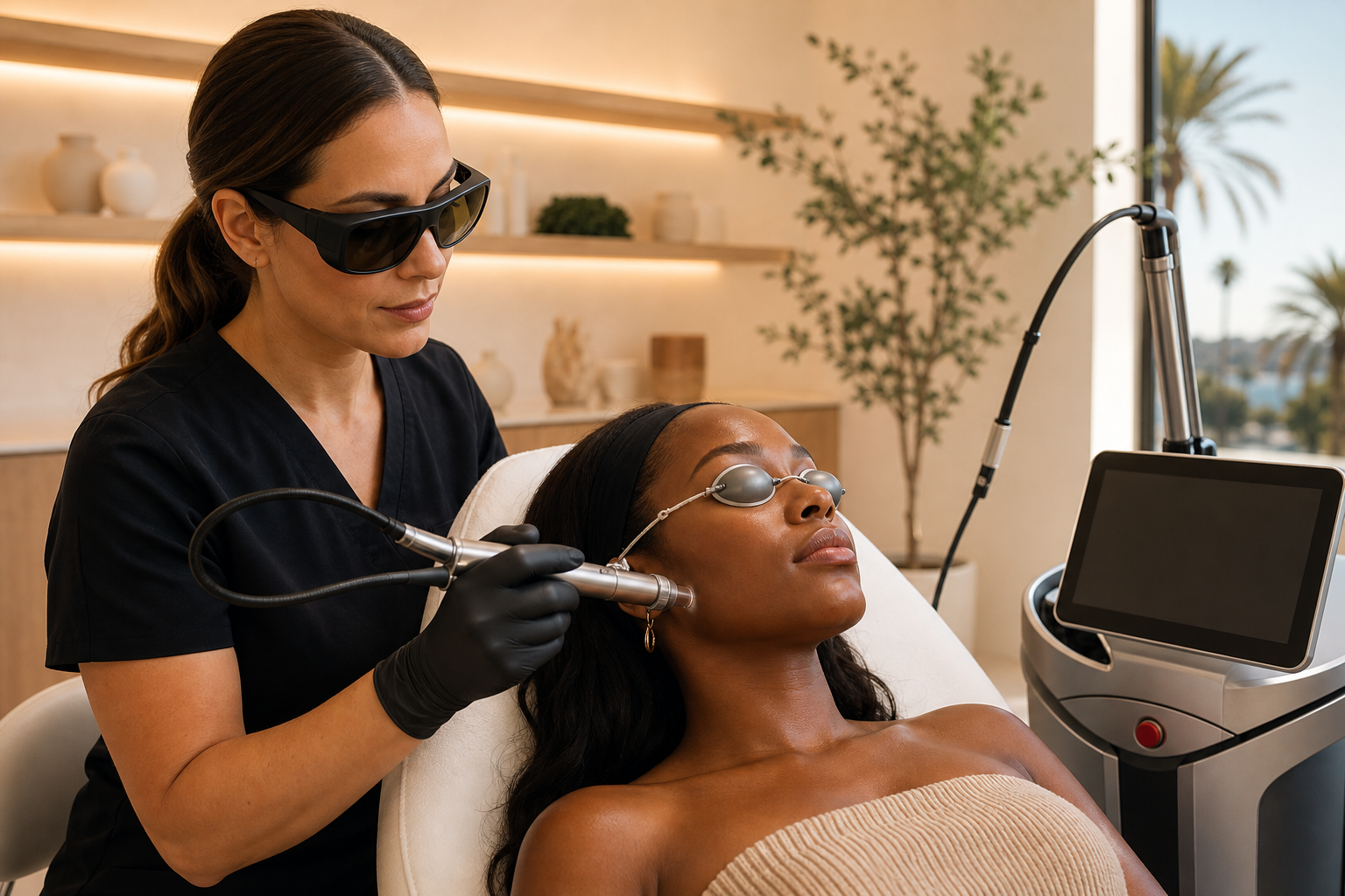 Aerolase laser treatment for fine lines, skin laxity, and vascular conditions