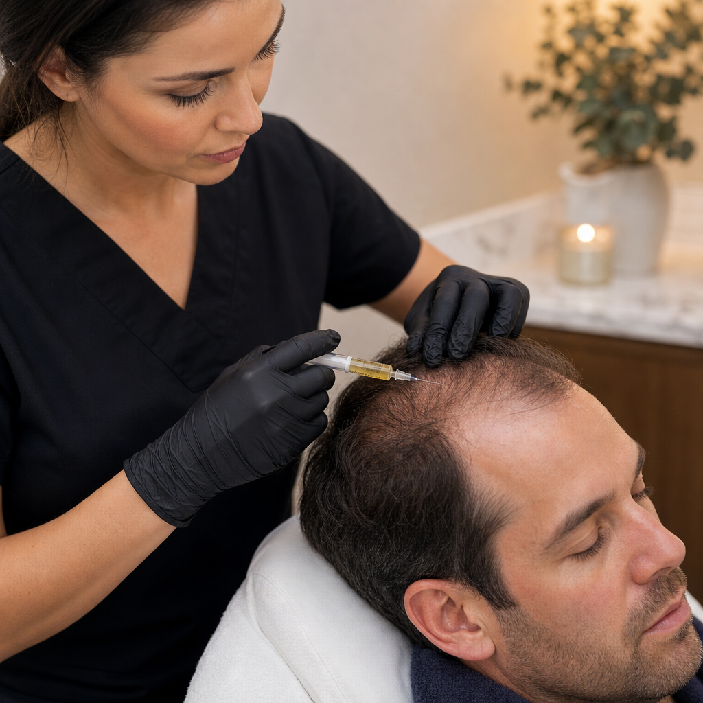 PRF scalp injection for hair restoration at JASI Skin + Wellness Med Spa