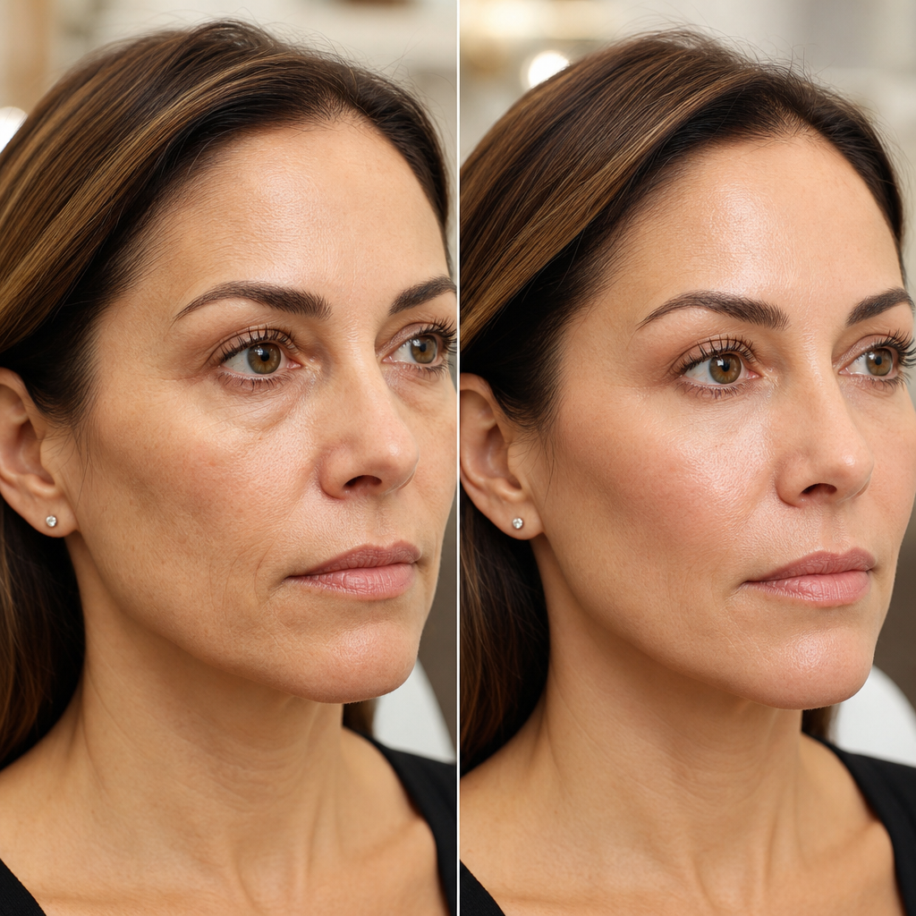 Sculptra collagen restoration results for midface volume loss